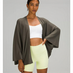 LULU LEMON Cashlu Knit Textured Wrap, Grey Sage, Fits S-M